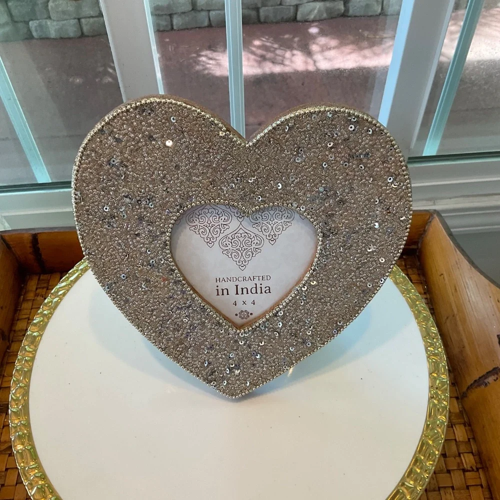 Beaded Sequined Heart Picture Frame